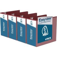 Easyview Premium Customizable Angle D Ring View Binders [Burgundy, 5", Letter Size, 4/Pack]