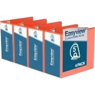 Easyview Premium Customizable Angle D Ring View Binders [Orange, 5", Letter Size, 4/Pack]