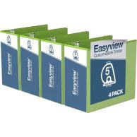 Easyview Premium Customizable Angle D Ring View Binders [Lime Green, 5", Letter Size, 4/Pack]