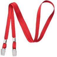 Red Open-Ended Mask Holding Lanyards with Bull Dog Clips (100 Pack)