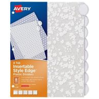 Avery Style Edge 8-Tab Frosted Plastic Insertable Dividers (Assorted Fashion Designs) 1 set - 11291 Image 1