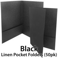Black Linen Pocket Folders
