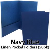 Navy Linen Pocket Folders