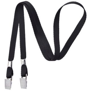 Black Open-Ended Mask Holding Lanyards with Bull Dog Clips (100 Pack)