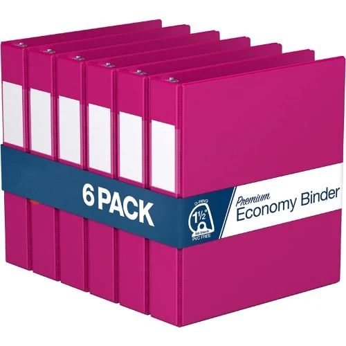 Premium Economy Angle D Ring Binders [Pink, 1.5", Letter Size, 6/Pack]