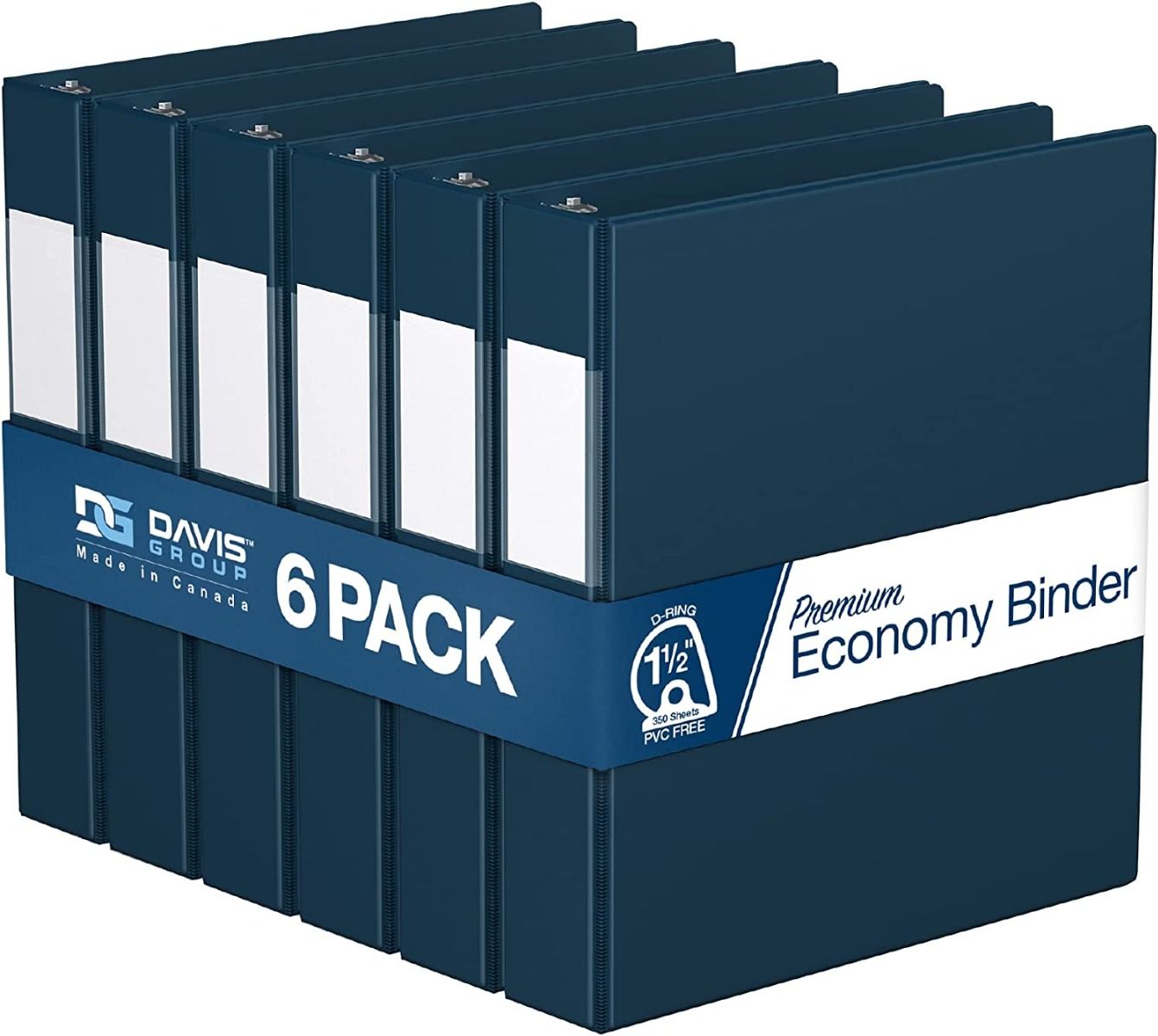 Premium Economy Angle D Ring Binders [Navy Blue, 1.5", Letter Size, 6/Pack]