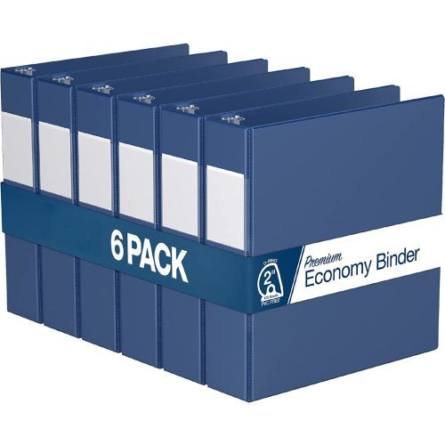 Premium Economy Angle D Ring Binders [Royal Blue, 2", Letter Size, 6/Pack]