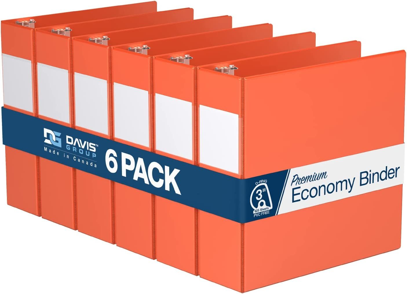 Premium Economy Angle D Ring Binders [Orange, 3", Letter Size, 6/Pack]