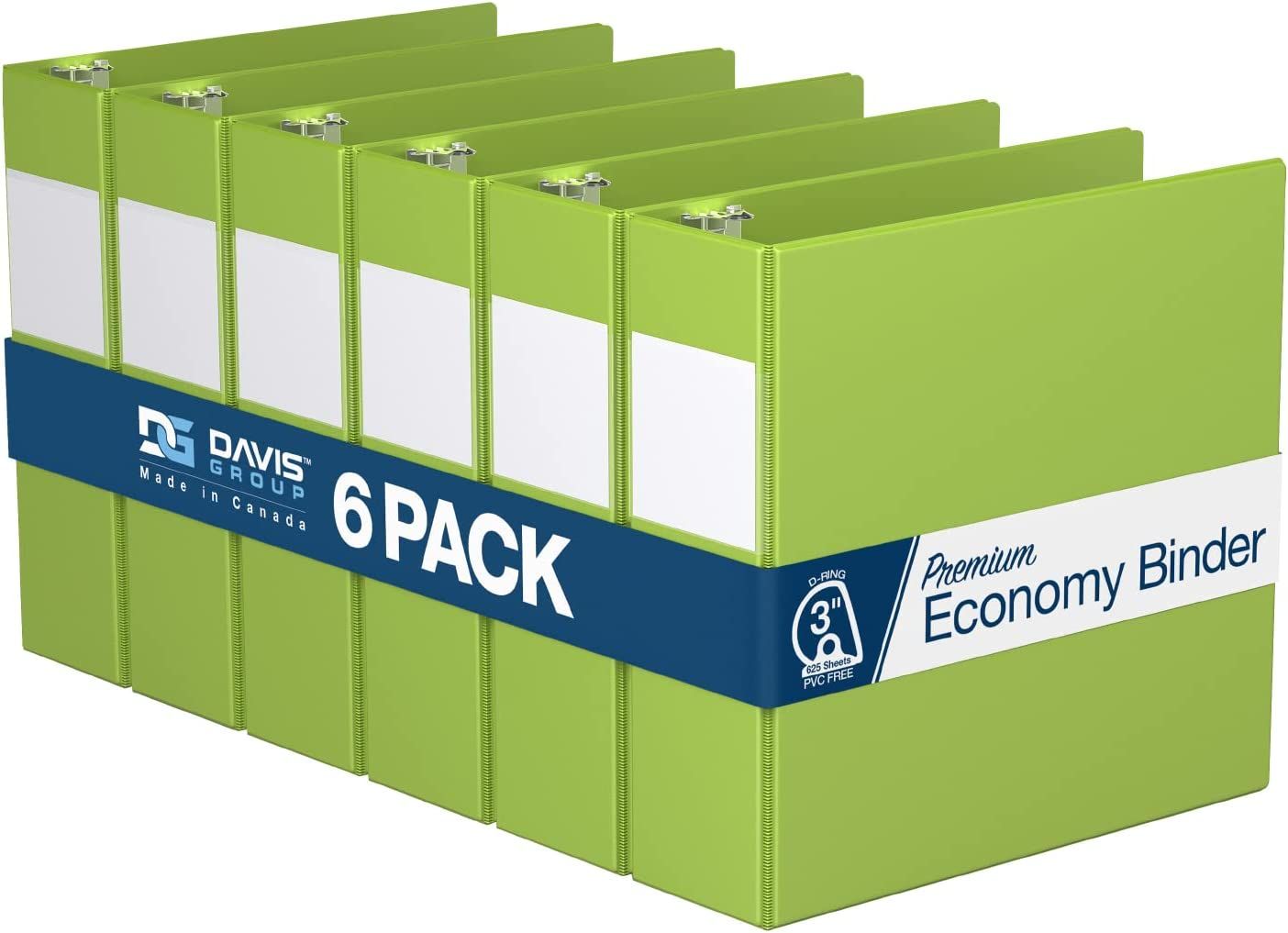 Premium Economy Angle D Ring Binders [Lime Green, 3", Letter Size, 6/Pack]