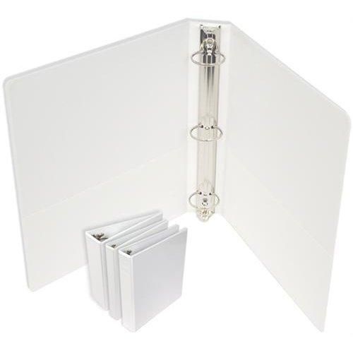 3" Standard White Round Ring Clear View Binders - 12pk