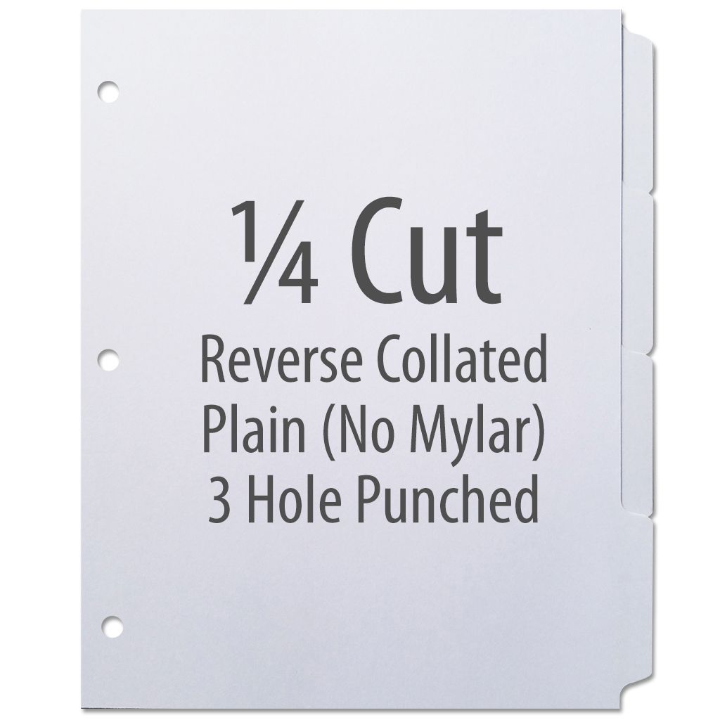 High Speed Copier Tabs Plain Paper Tabs - Style #1035 [90# Index, Reverse Collated, White, 3-hole, 1/4th Cut] 1260 /Carton