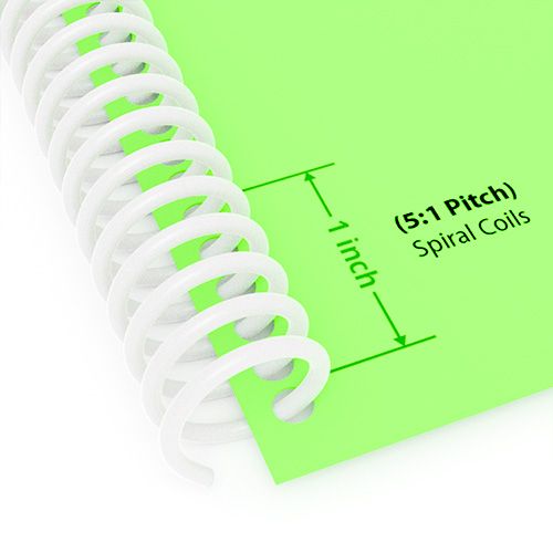 Spiral Plastic Coil 5:1 12" [White, 14 mm (9/16")] 100 /Box
