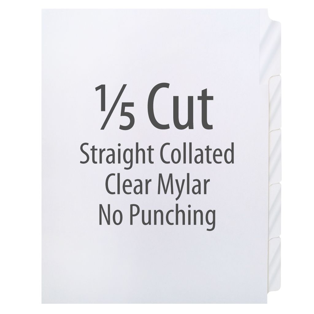 High Speed Copier Tabs Style #3205 Clear Mylar [90# Index, Straight Collated, White, Unpunched, 1/5th Cut] 1250 /Carton