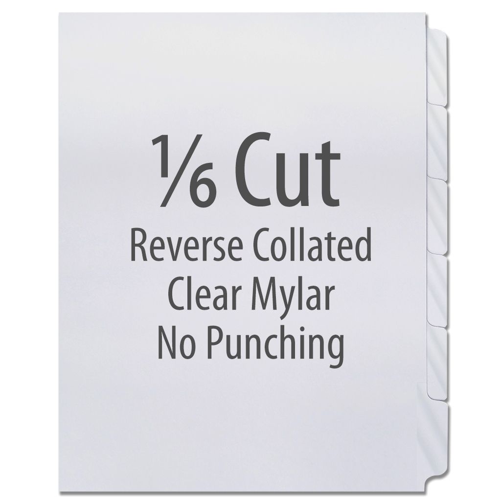 High Speed Copier Tabs Style #3229 Clear Mylar [90# Index, Reverse Collated, White, Unpunched, 1/6th Cut] 252 /Carton