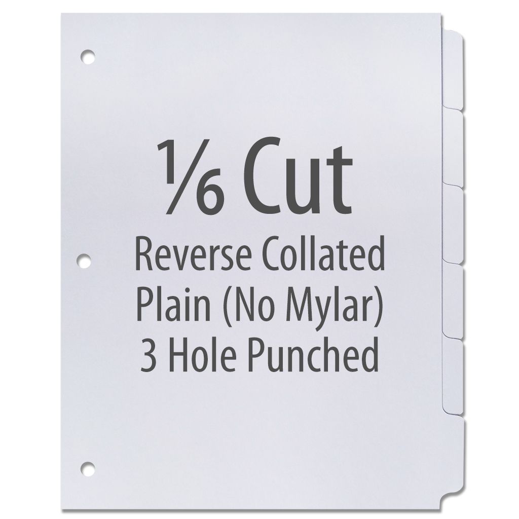 High Speed Copier Tabs Plain Paper Tabs - Style #1039 [90# Index, Reverse Collated, White, 3-hole, 1/6th Cut] 1260 /Carton
