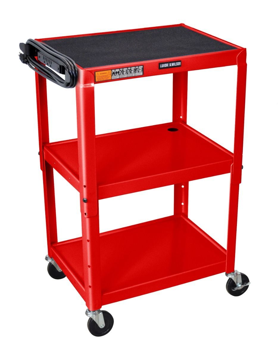 Luxor Adjustable-Height Steel Utility Cart (Red) - UCMT1-RD Image 1
