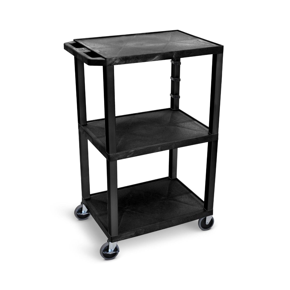 Luxor 42" High 3-Shelf Utility Cart [w/ 3-Outlet Electrical Assembly, Black Shelves and Legs]- UCPL1E Image 1