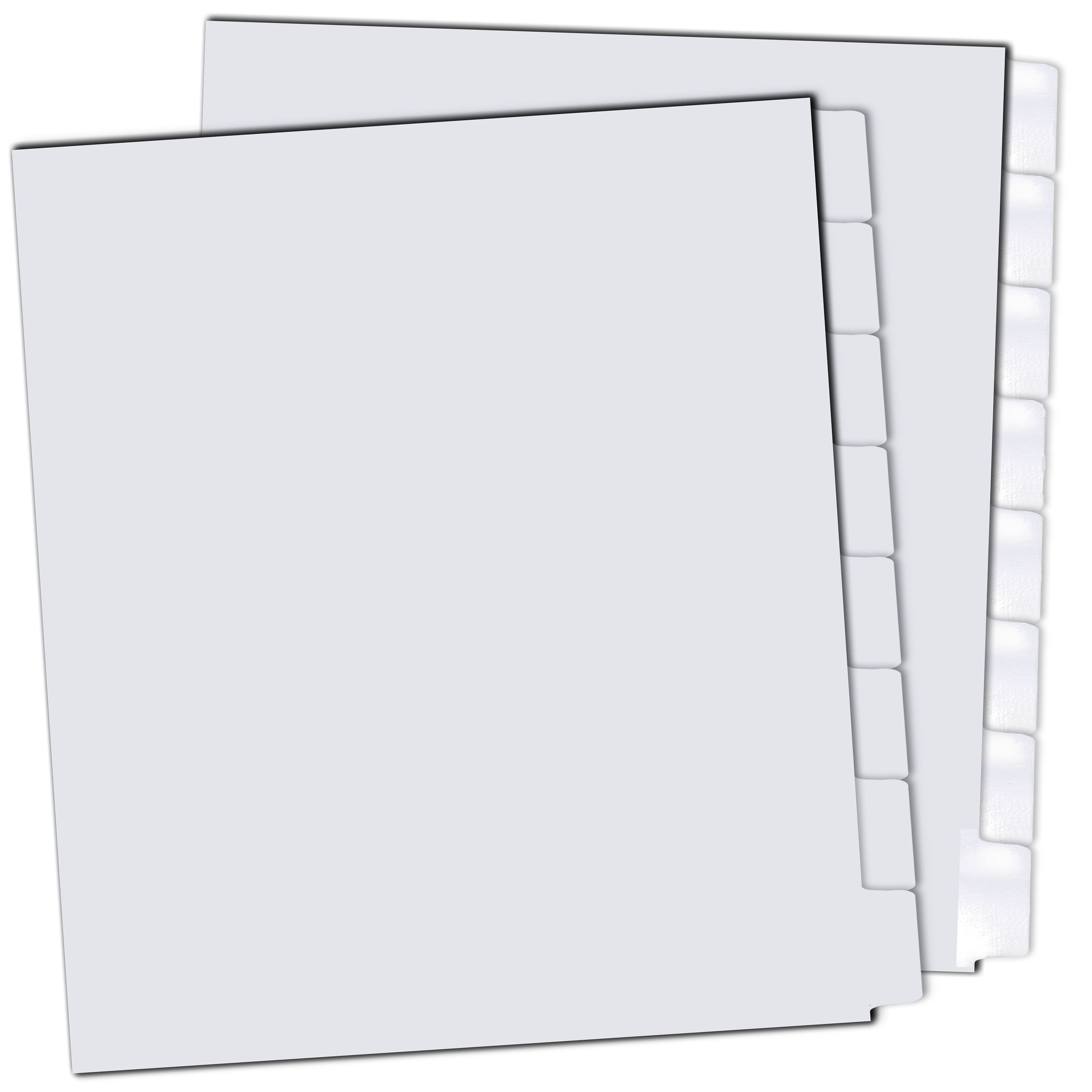 1/8 Cut Reverse Collated Copier Tabs - Mylar or Plain, With or Without  Punching