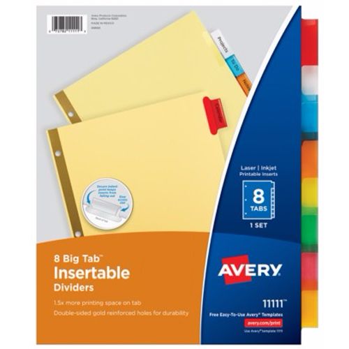 Avery 8-tab Buff Paper WorkSaver Big Tab Multicolor Dividers - AVE-11111 - Clearance Sale Image 1