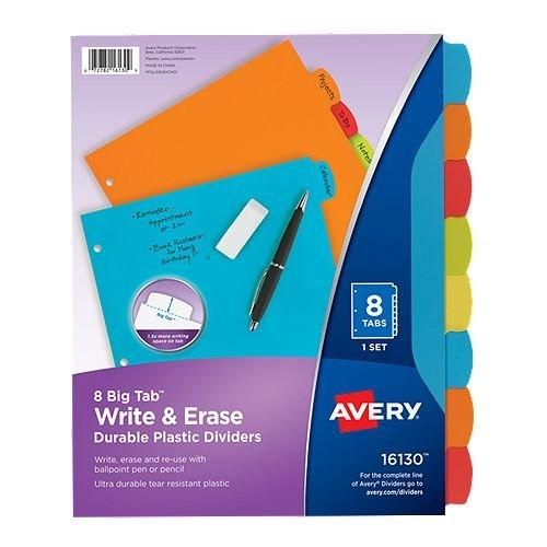 Avery Big Tab Write & Erase Multicolor 8-Tab Plastic - Clearance Sale Image 1