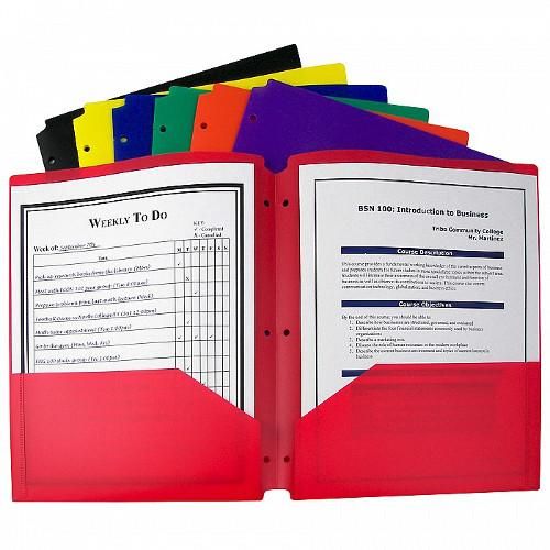 C-Line Assorted Two-Pocket Poly Portfolio Folder with Three-Hole Punch 1pk - CLI-33930