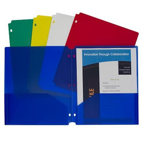 C-Line Assorted Two-Pocket Poly Portfolio Folder with Three-Hole Punch 10pk - CLI-32930