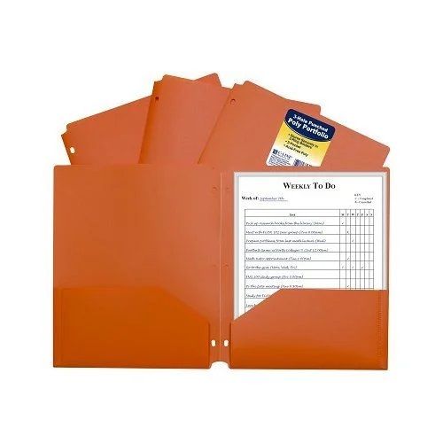 C-Line Orange Two-Pocket Heavyweight Poly Portfolio Folder With Three-Hole Punch 25pk - Clearance Sale