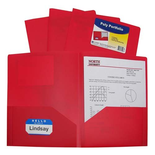 C-Line Red Two-Pocket Heavyweight Poly Portfolio 25pk - CLI-33954 - Clearance Sale Image 1