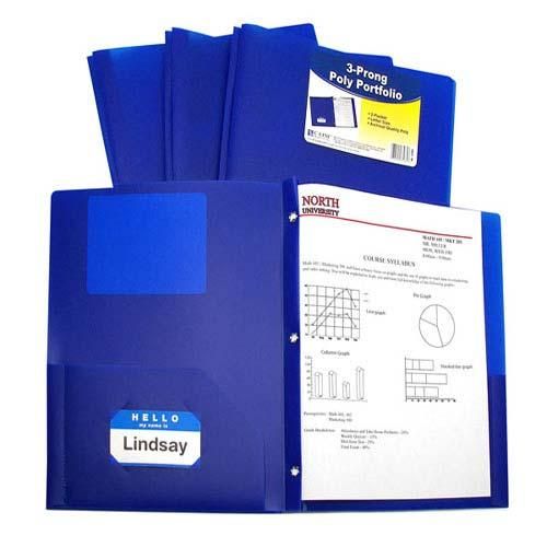C-Line Two-Pocket Heavyweight Poly Blue Folder with Prongs 25pk - CLI-33965