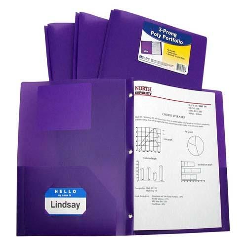 C-Line Two-Pocket Heavyweight Poly Purple Folder with Prongs 25pk - CLI-33969