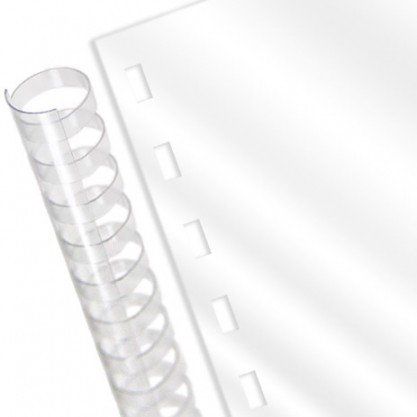 19 Hole Pre-Punched Clear Covers for Plastic Comb Binding + Spiral-O Wires