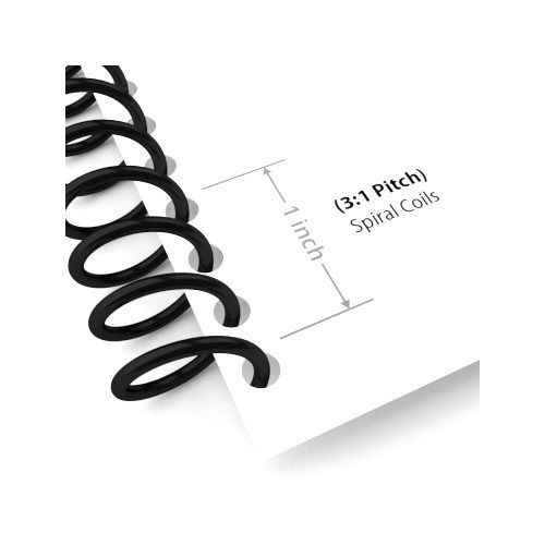Spiral Plastic Coil 3:1 x 12" [Black, 8mm (5/16")] 100 /Box