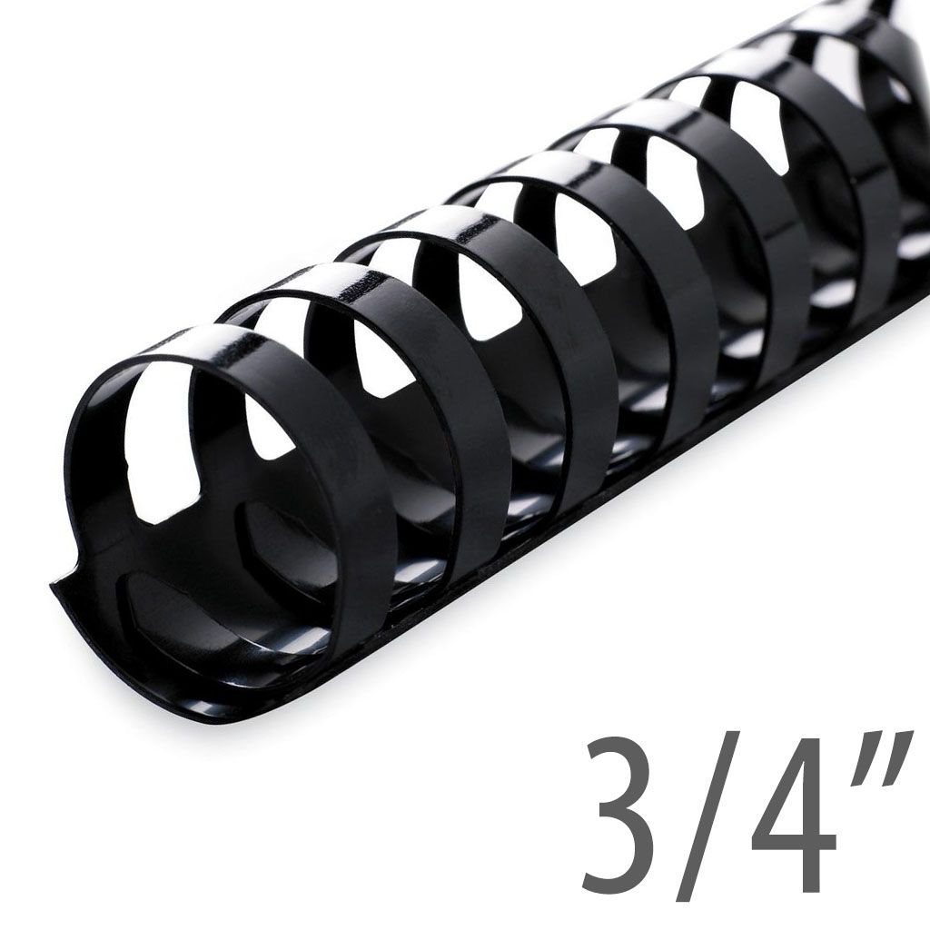 Plastic Comb Binding 19 Ring [Black, 3/4"] 100 /Box