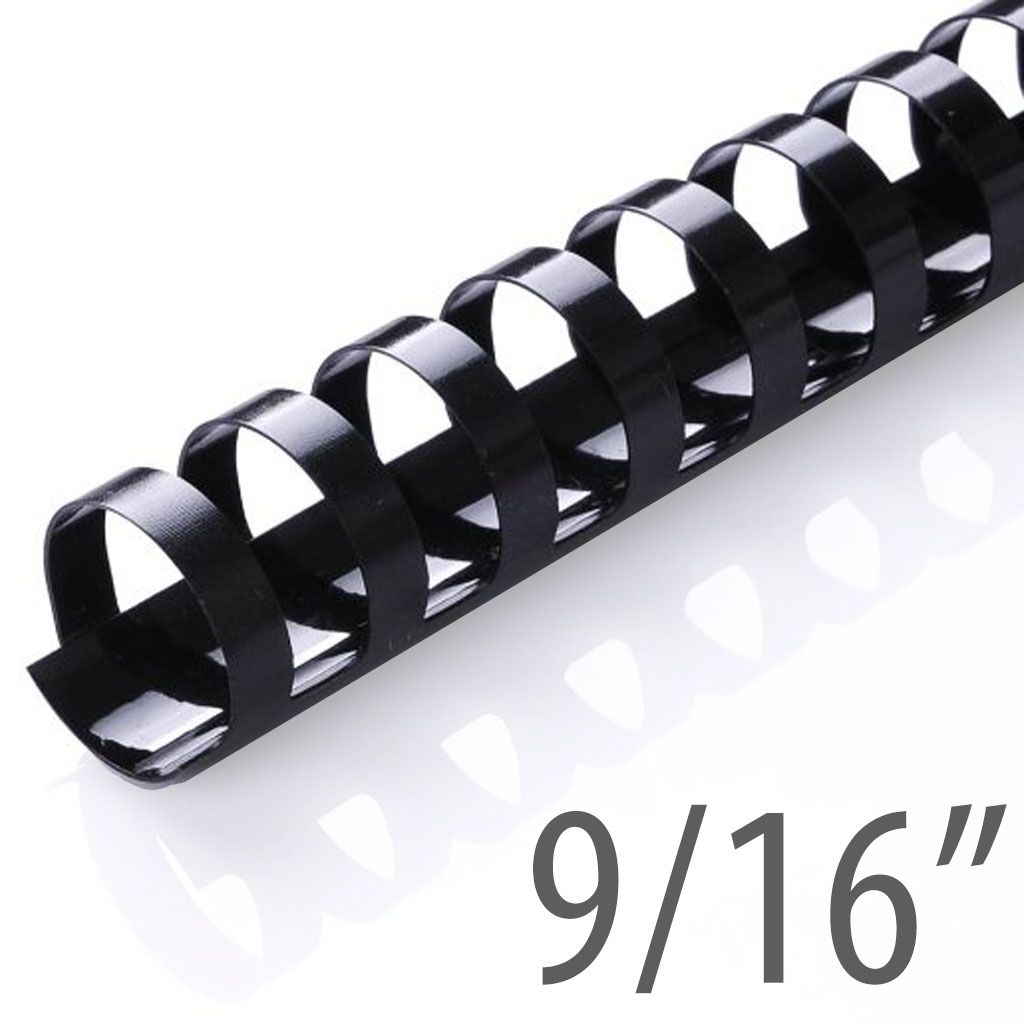 Plastic Comb Binding 19 Ring [Black, 9/16"] 100 /Box