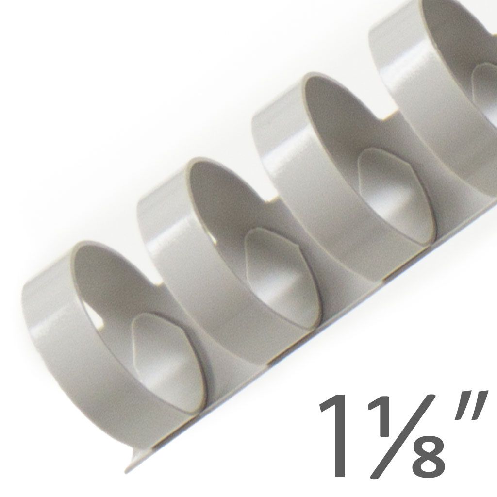 Plastic Comb Binding 19 Ring [Gray, 1-1/8"] 100 /Box