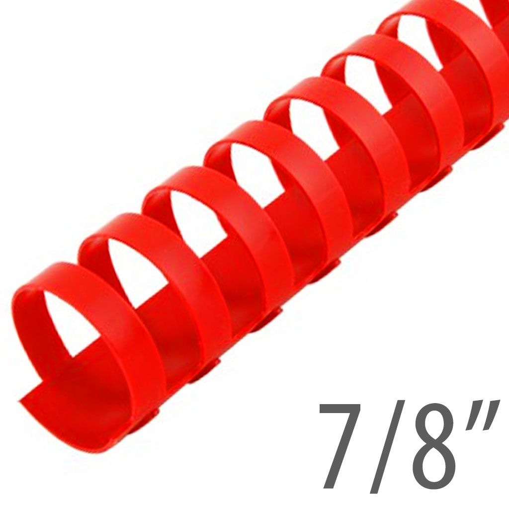 Plastic Comb Binding 19 Ring [Red, 7/8"] 100 /Box
