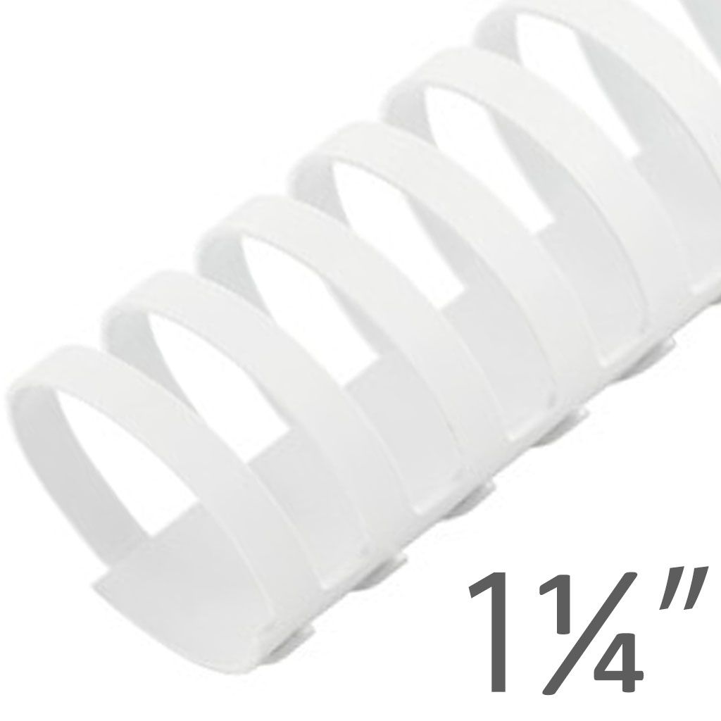 Plastic Comb Binding 19 Ring [White, 1-1/4"] 100 /Box