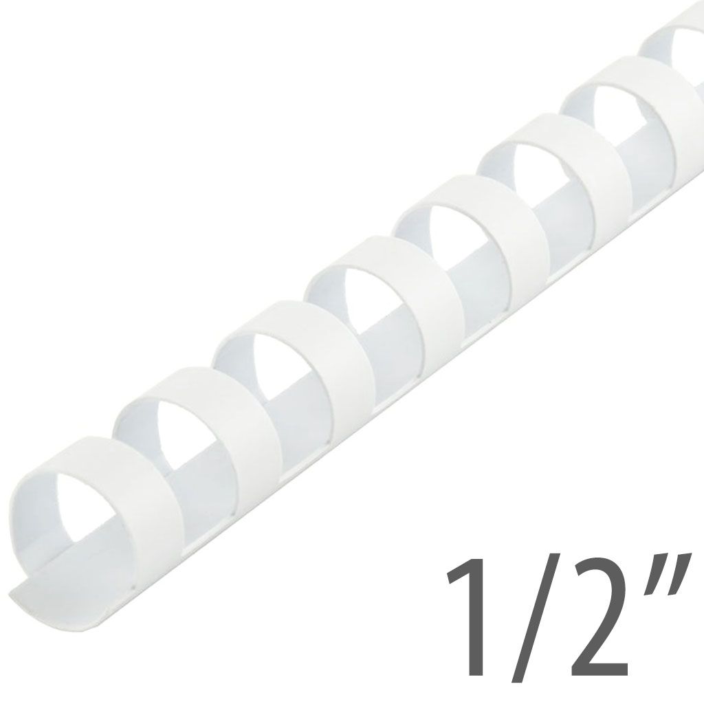 Plastic Comb Binding 19 Ring [White, 1/2"] 100 /Box