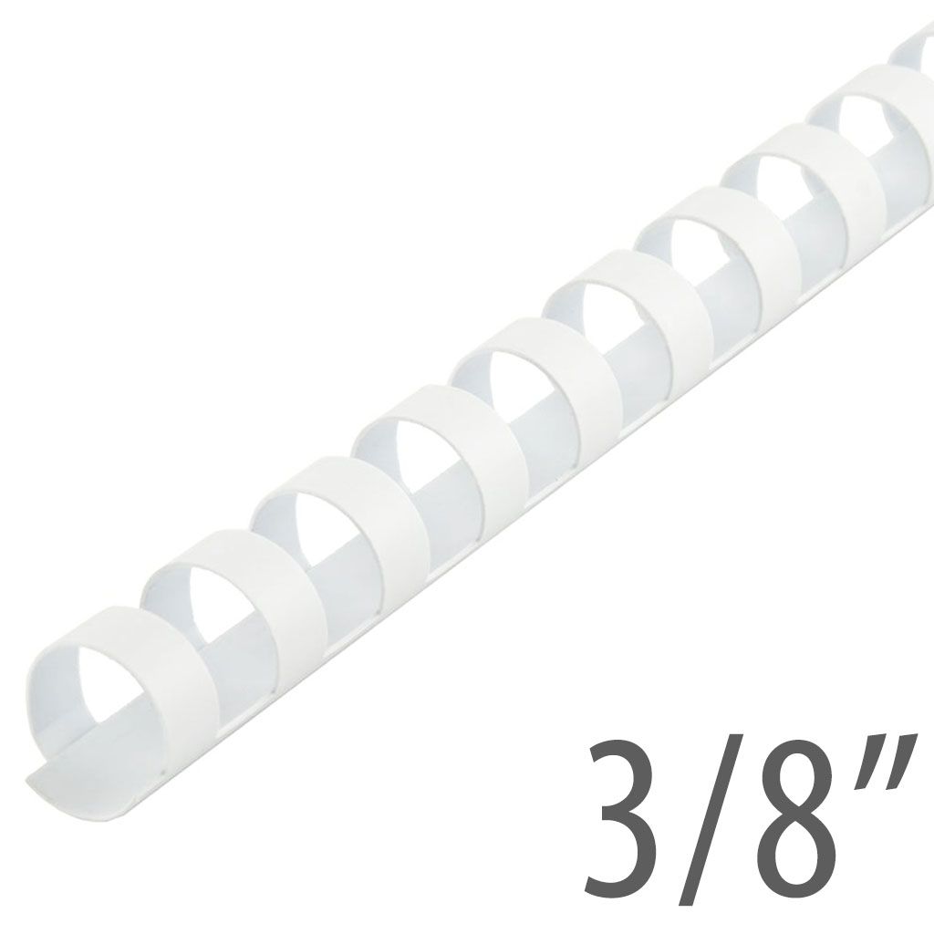 Plastic Comb Binding 19 Ring [White, 3/8"] 100 /Box
