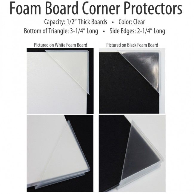12mm Plastic Foam Board Corner Protectors (3/8"- 1/2" boards) 24 /Pack