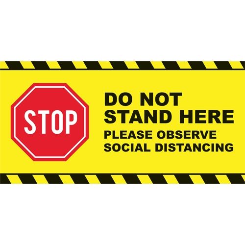 Stop - Do Not Stand Here Social Distancing Floor Graphic Rectangle - Pack of 50 Image 1