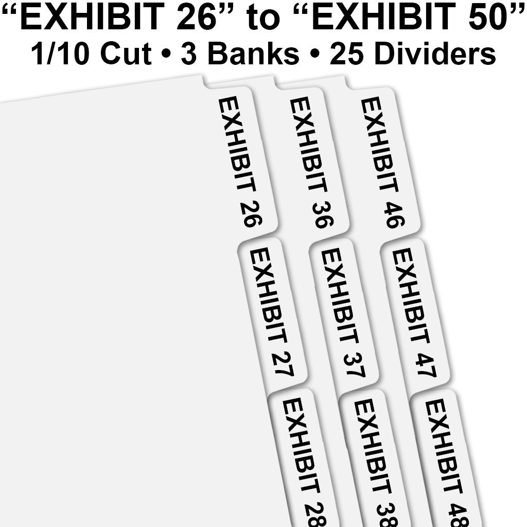 "EXHIBIT 26" to "EXHIBIT 50" Collated Side Tabs