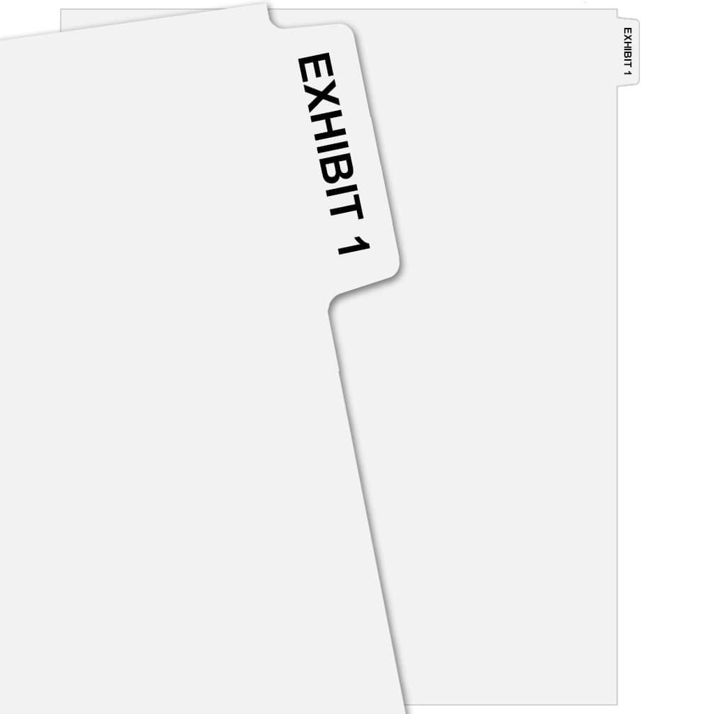 EXHIBIT 1 Uncollated Pre-Printed Avery Index Tab Dividers - Exhibit Number