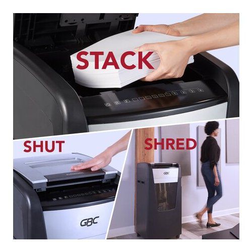GBC Stack and Shred 750M AutoFeed P5 MicroCut Commercial Shredder