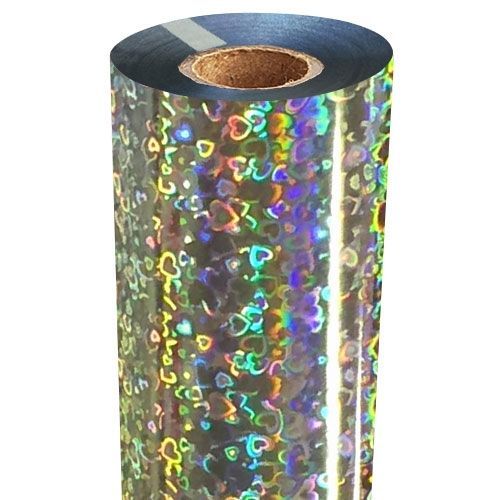 Fusing Foil [Holographic Silver Underlay, Hearts, 24" x 500', 1" Core, S series] 1 /Roll