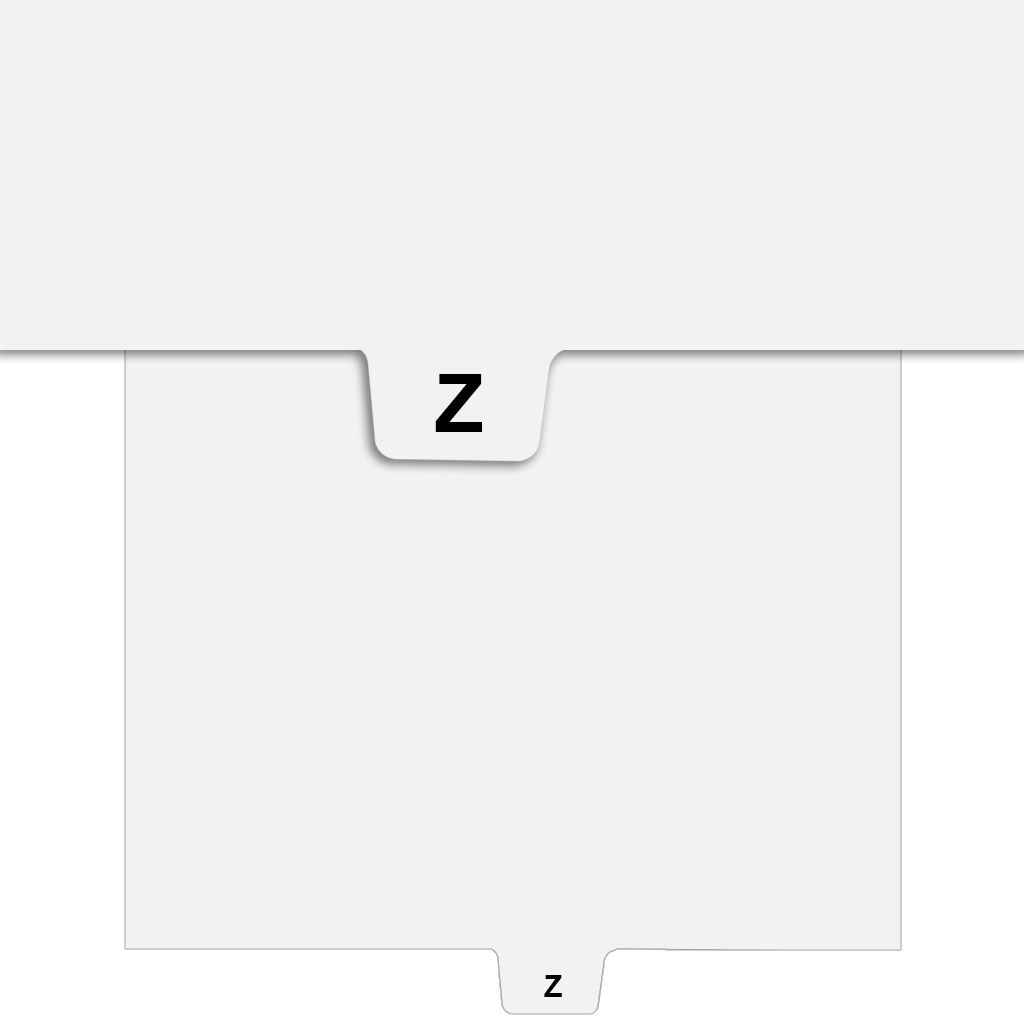 Avery Style Pre Printed Tab Individual Letter "Z" [Bottom, Individual Letter, Uncollated, Letter] 25 /Bag