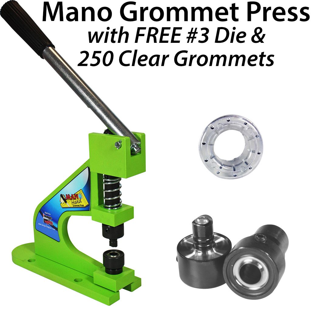 Mano Grommet Press for Plastic Grommets with Free #3 Die and Clear Grommets