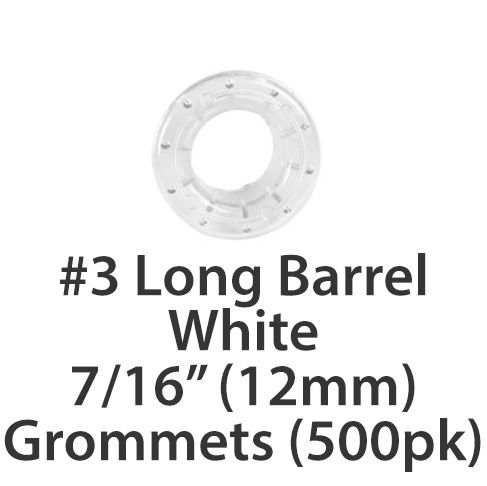 #3 Long Barrel White Plastic Grommets [7/16" 12mm]