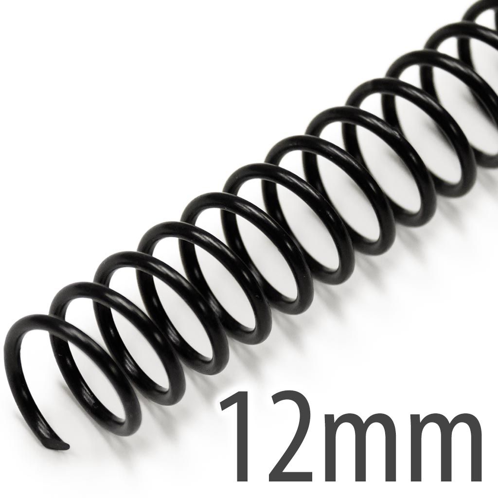 Spiral Plastic Coil 4:1 12" [Black, 12 mm (1/2")] 100 /Box