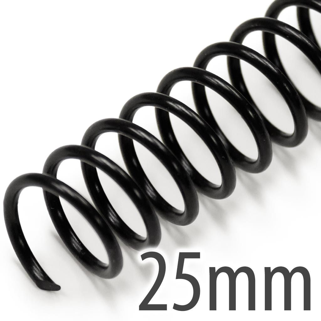 Spiral Plastic Coil 4:1 12" [Black, 25 mm (1")] 100 /Box
